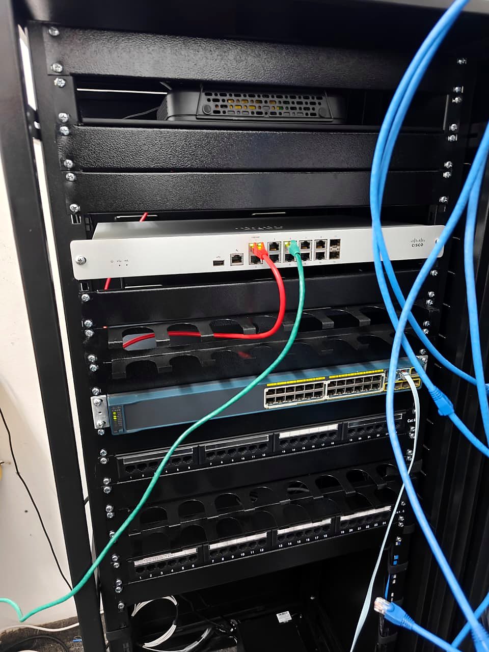 Conexão dos patch cords aos equipamentos de rede e aos patch panels no rack